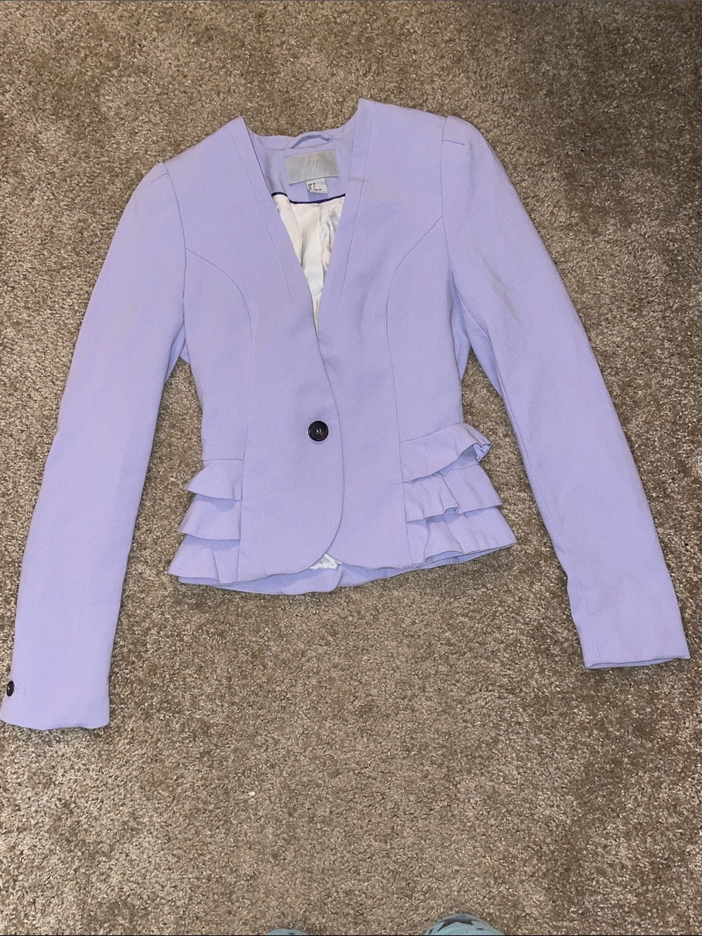H&M Lavender Ruffle Peplum Blazer Jacket - Women